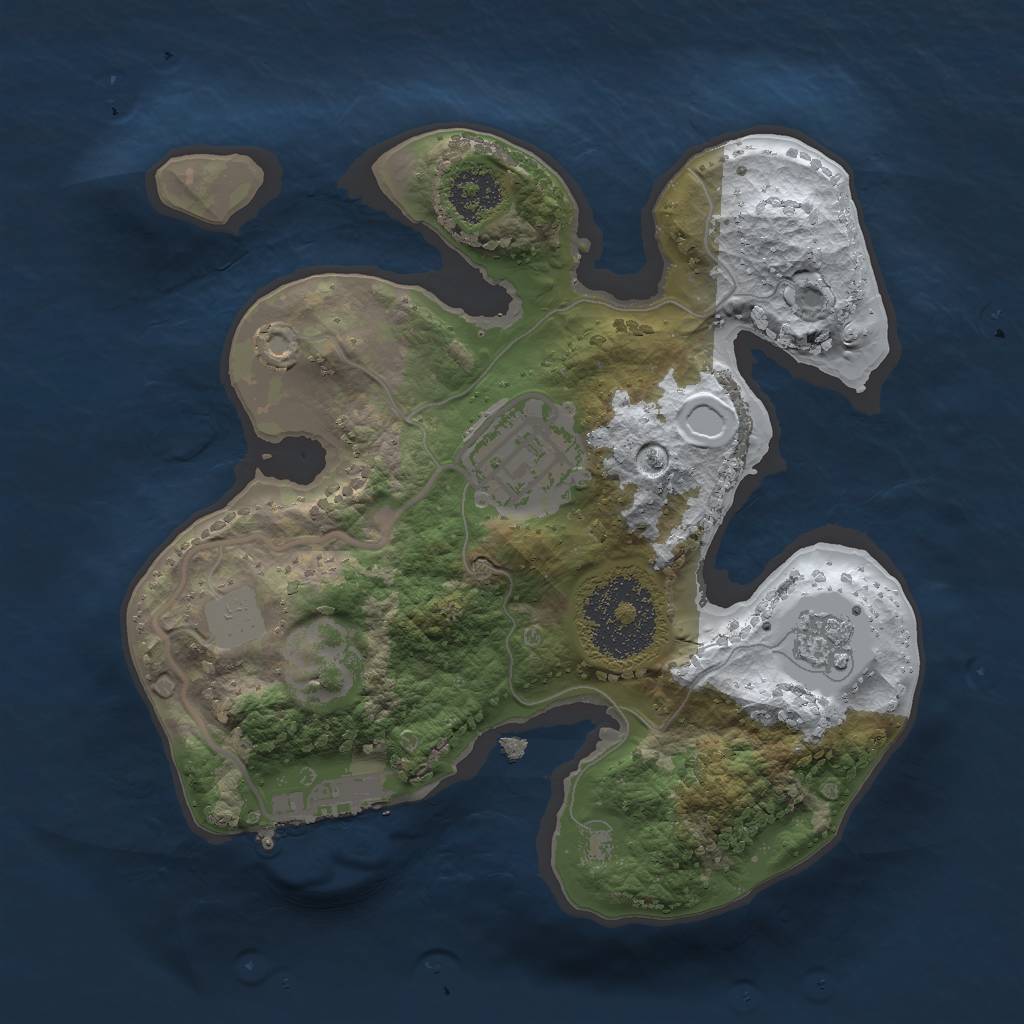 Rust Map: Procedural Map, Size: 2000, Seed: 8884577, 8 Monuments