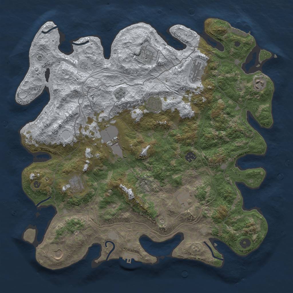 Rust Map: Procedural Map, Size: 4250, Seed: 1891243, 19 Monuments