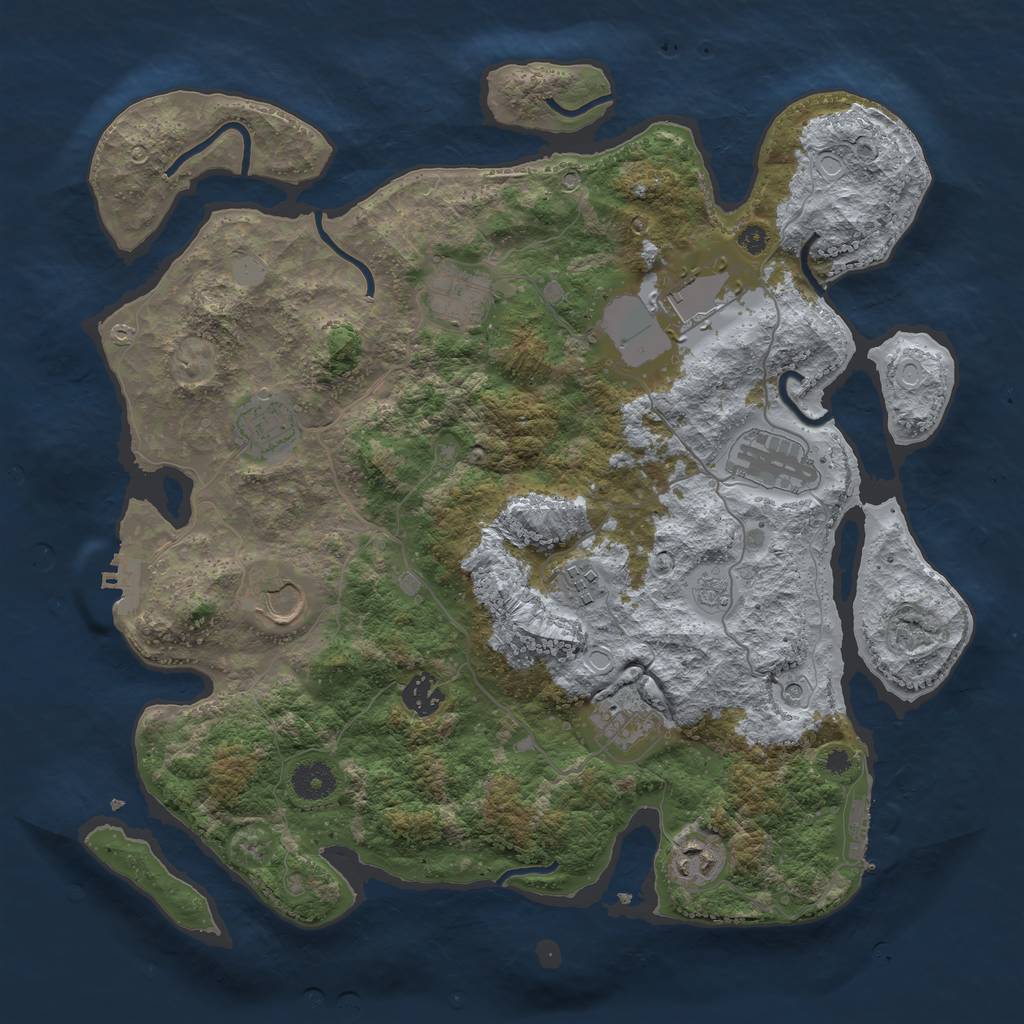 Rust Map: Procedural Map, Size: 3750, Seed: 11201519, 18 Monuments