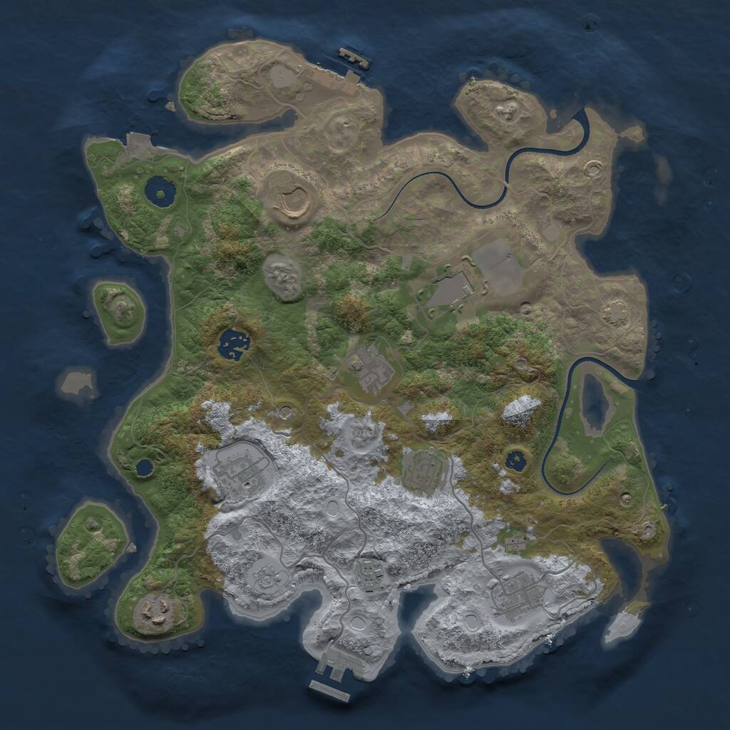 Rust Map: Procedural Map, Size: 3550, Seed: 2460005, 15 Monuments