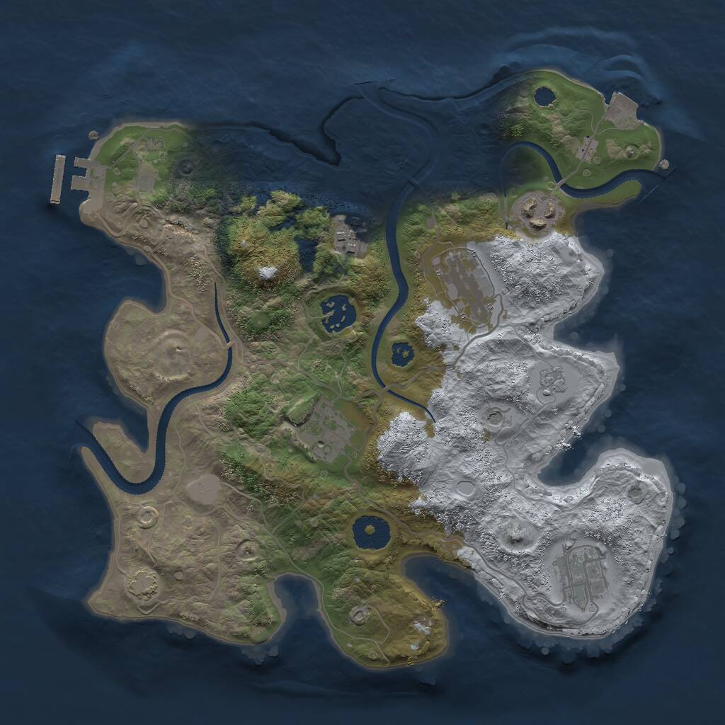 Rust Map: Procedural Map, Size: 3000, Seed: 341132, 11 Monuments