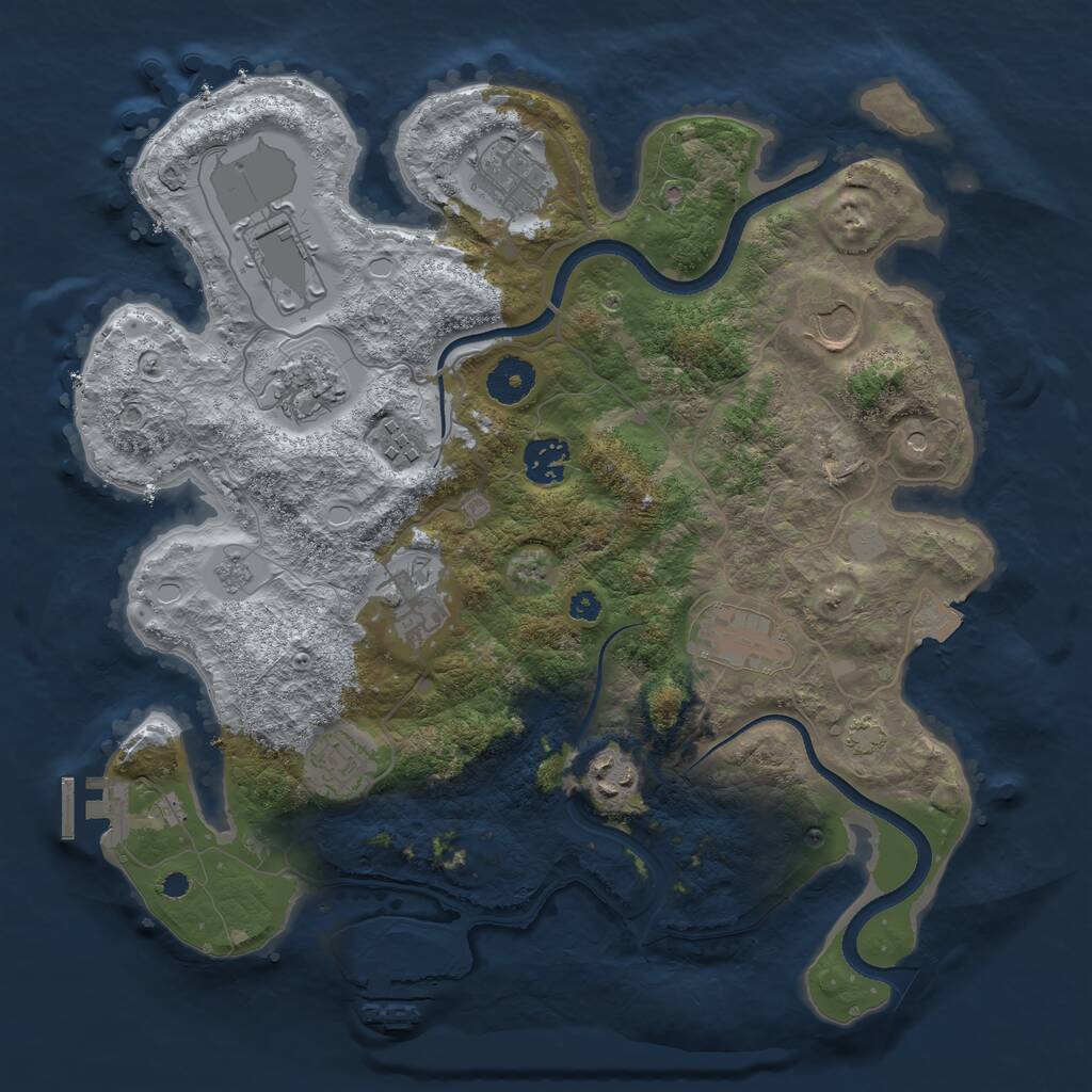 Rust Map: Procedural Map, Size: 3500, Seed: 49756024, 16 Monuments