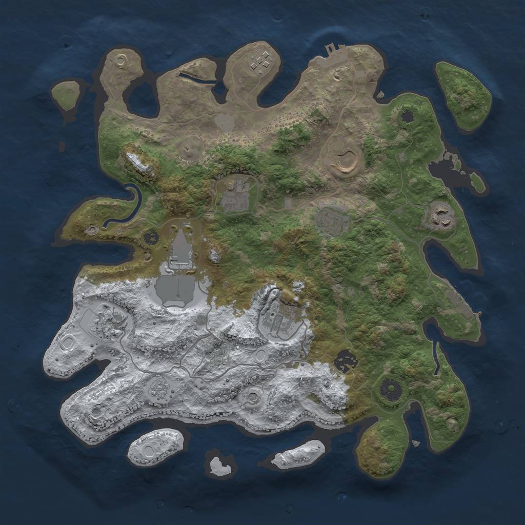 Rust Map: Procedural Map, Size: 3550, Seed: 4434826, 18 Monuments
