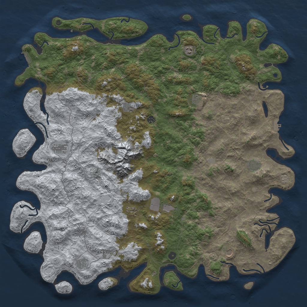 Rust Map: Procedural Map, Size: 6000, Seed: 8462, 20 Monuments