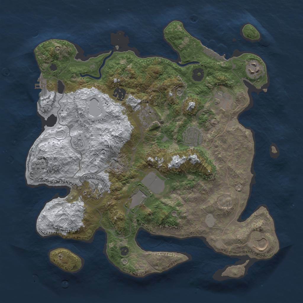Rust Map: Procedural Map, Size: 3550, Seed: 3682929, 18 Monuments