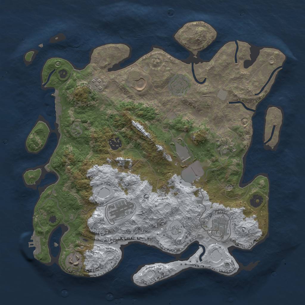 Rust Map: Procedural Map, Size: 3550, Seed: 5616538, 18 Monuments