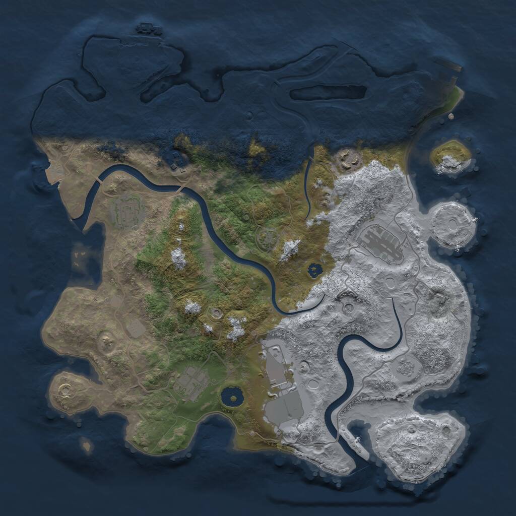 Rust Map: Procedural Map, Size: 3550, Seed: 4748874, 12 Monuments