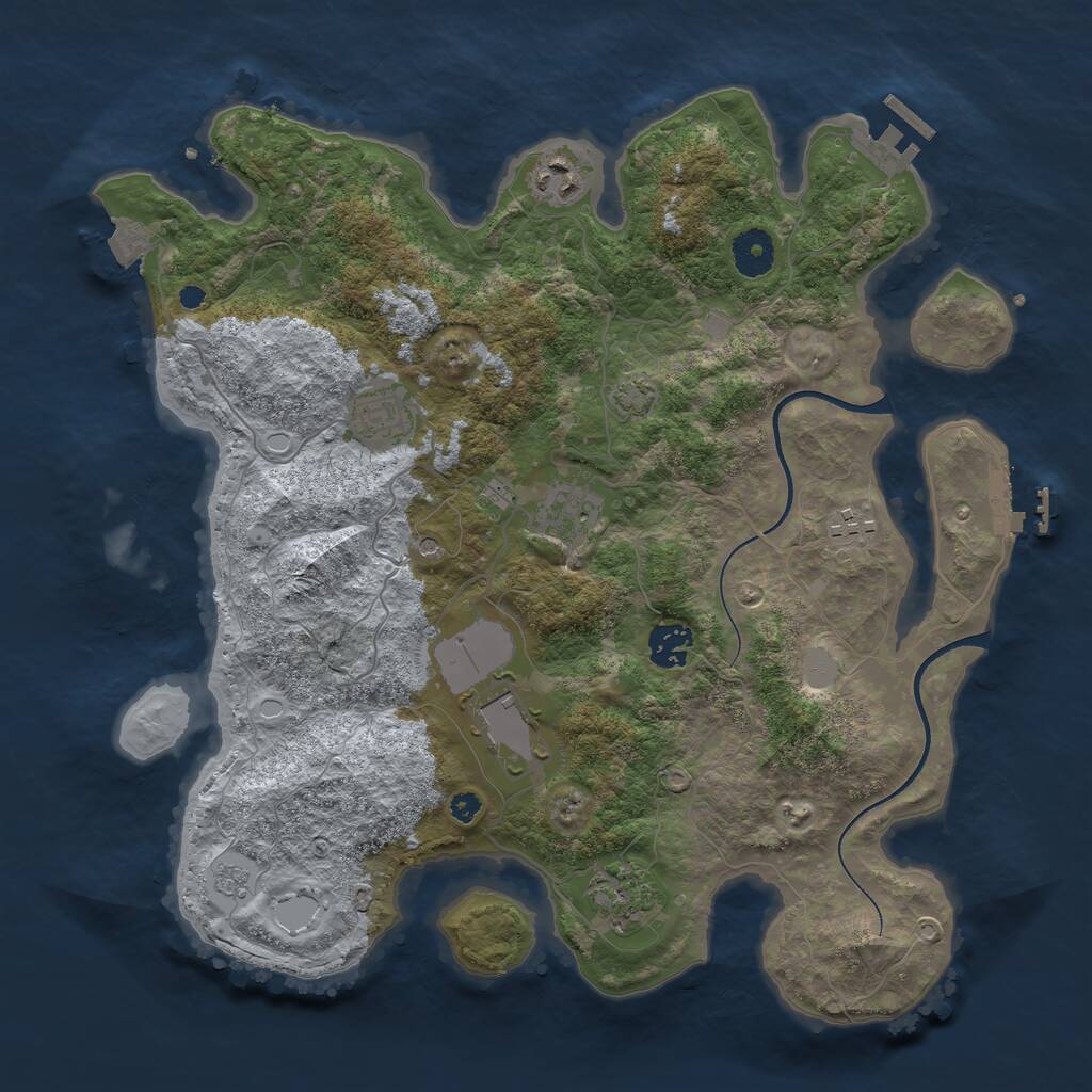 Rust Map: Procedural Map, Size: 3651, Seed: 100, 13 Monuments