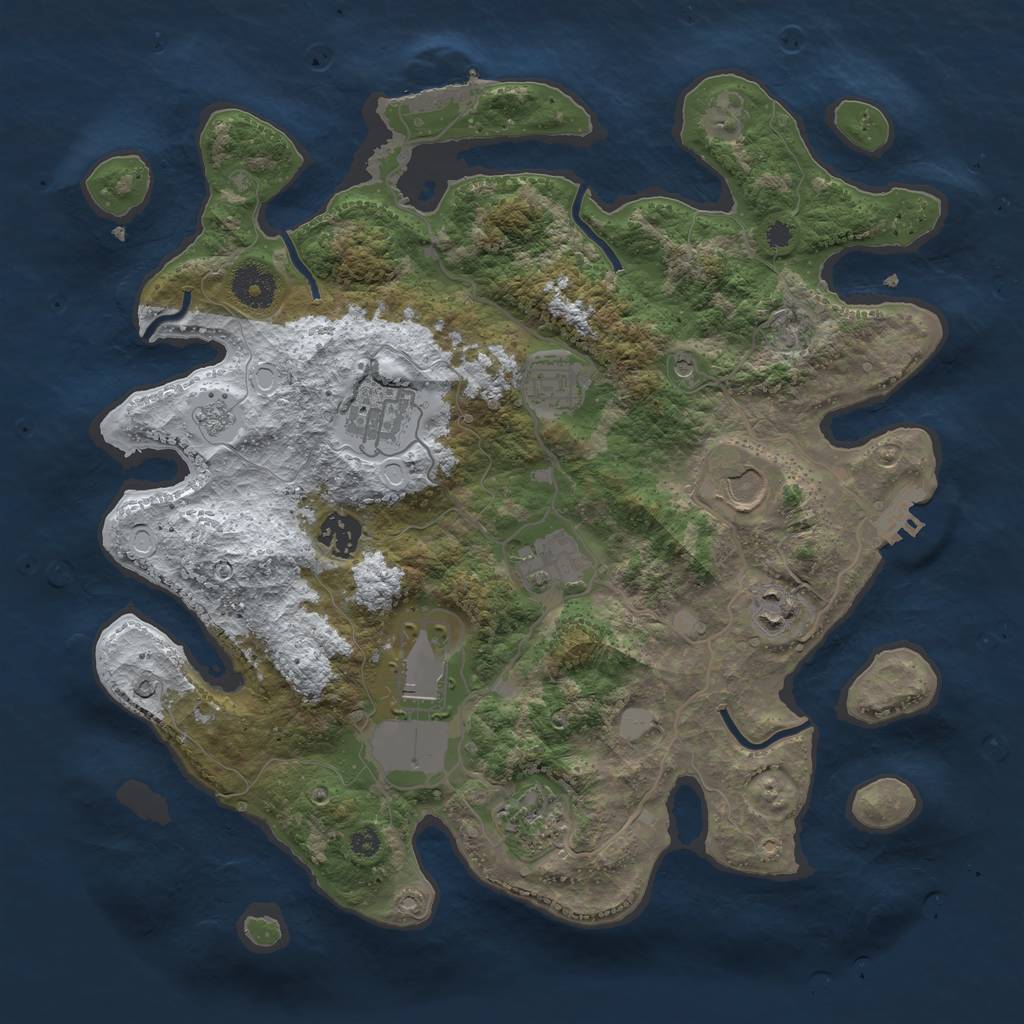 Rust Map: Procedural Map, Size: 3550, Seed: 3397654, 17 Monuments
