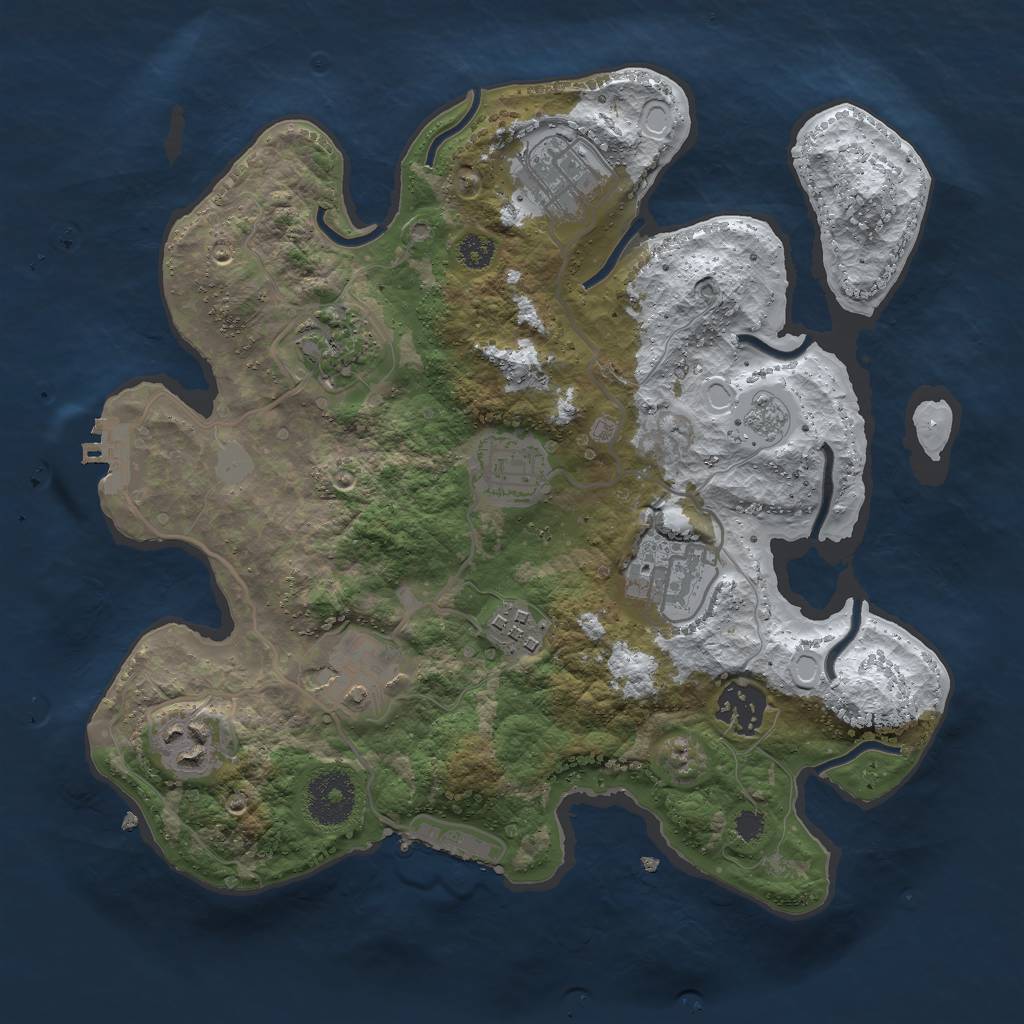 Rust Map: Procedural Map, Size: 3000, Seed: 9826, 16 Monuments