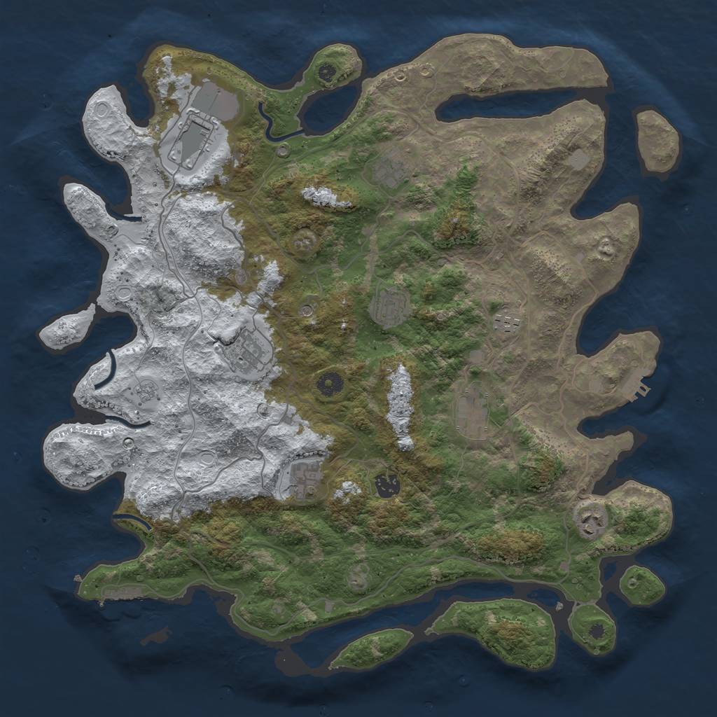 Rust Map: Procedural Map, Size: 4250, Seed: 308567, 18 Monuments