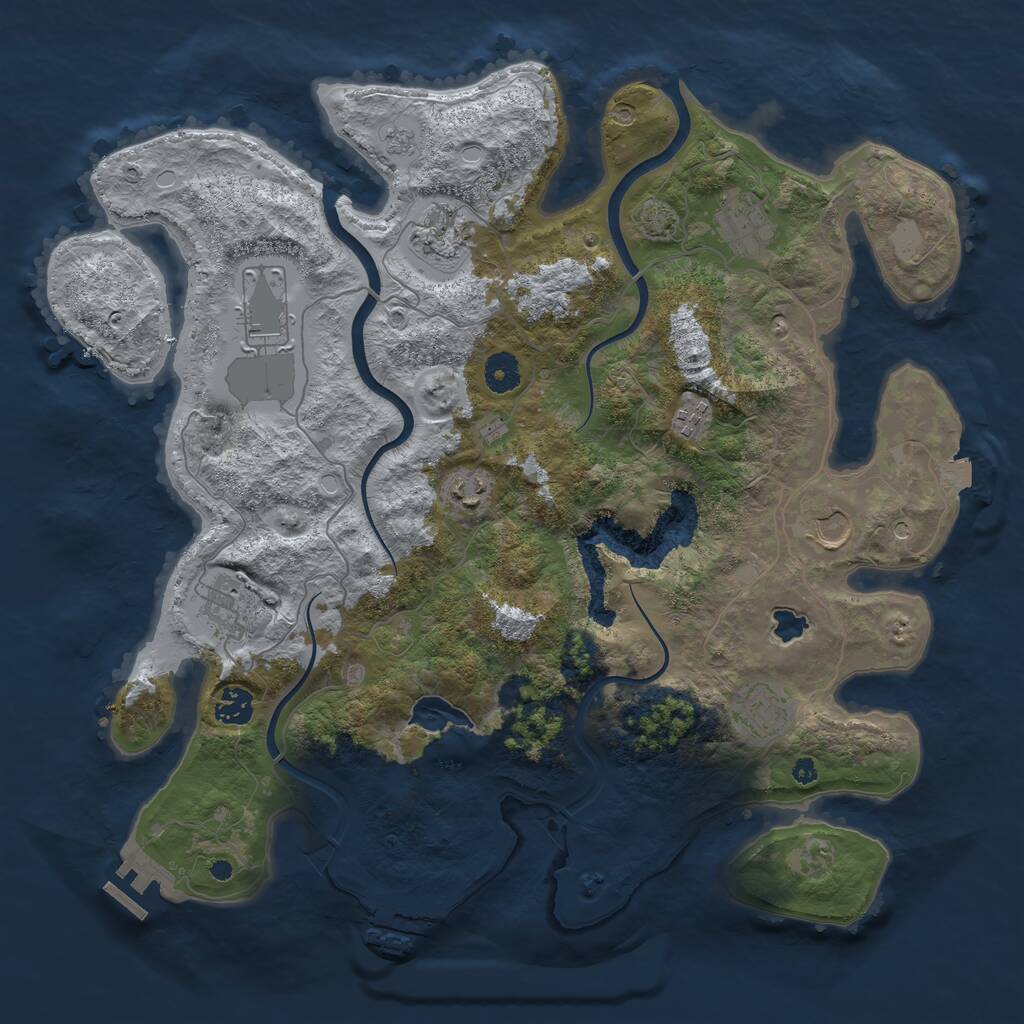 Rust Map: Procedural Map, Size: 4000, Seed: 49343, 15 Monuments