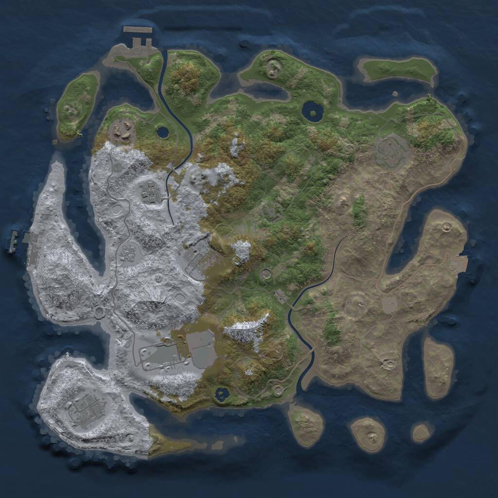 Rust Map: Procedural Map, Size: 3500, Seed: 94921785, 12 Monuments