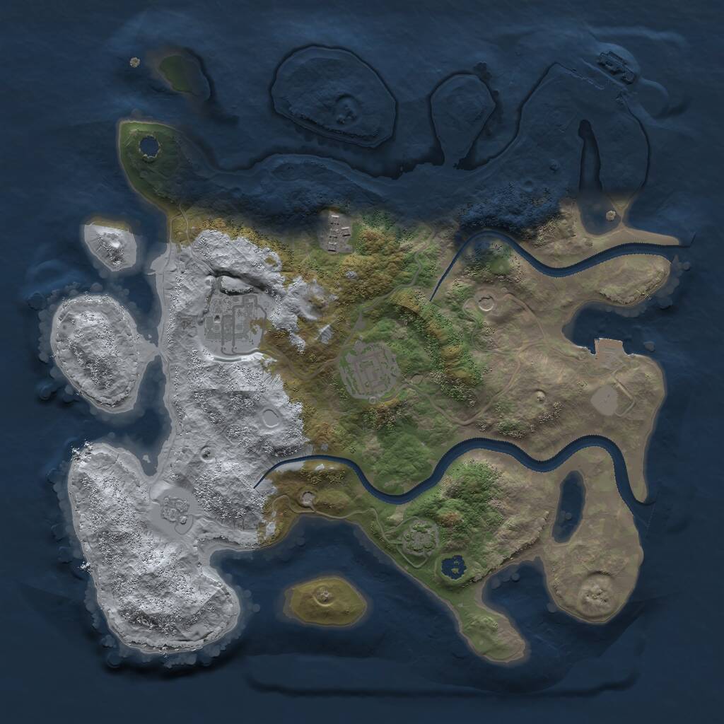 Rust Map: Procedural Map, Size: 3000, Seed: 299463903, 8 Monuments