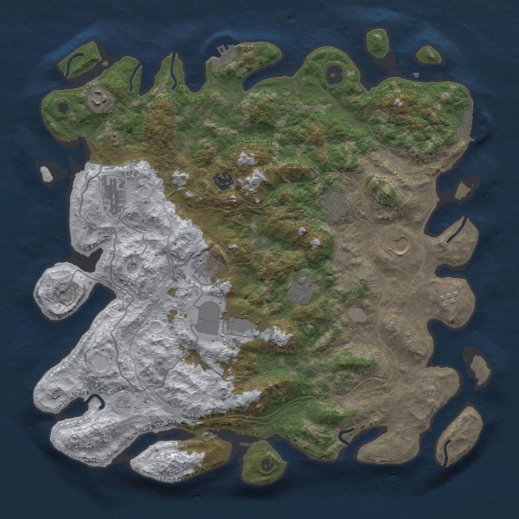 Rust Map: Procedural Map, Size: 4250, Seed: 284142, 18 Monuments
