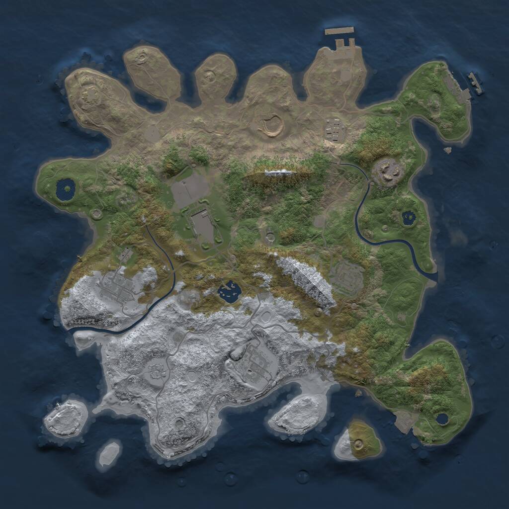 Rust Map: Procedural Map, Size: 3550, Seed: 4777622, 14 Monuments