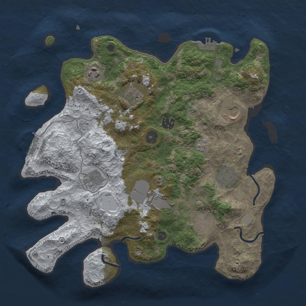 Rust Map: Procedural Map, Size: 3550, Seed: 5009314, 18 Monuments