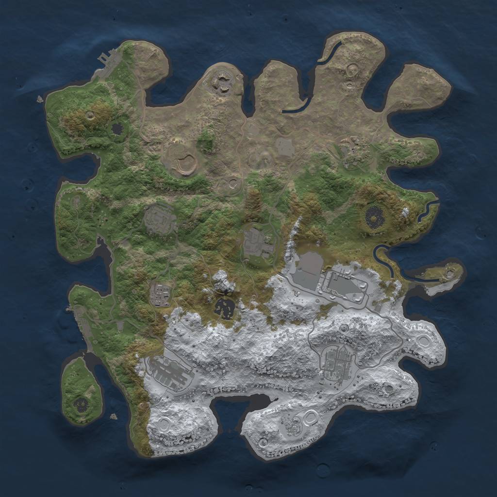 Rust Map: Procedural Map, Size: 3550, Seed: 182387, 19 Monuments