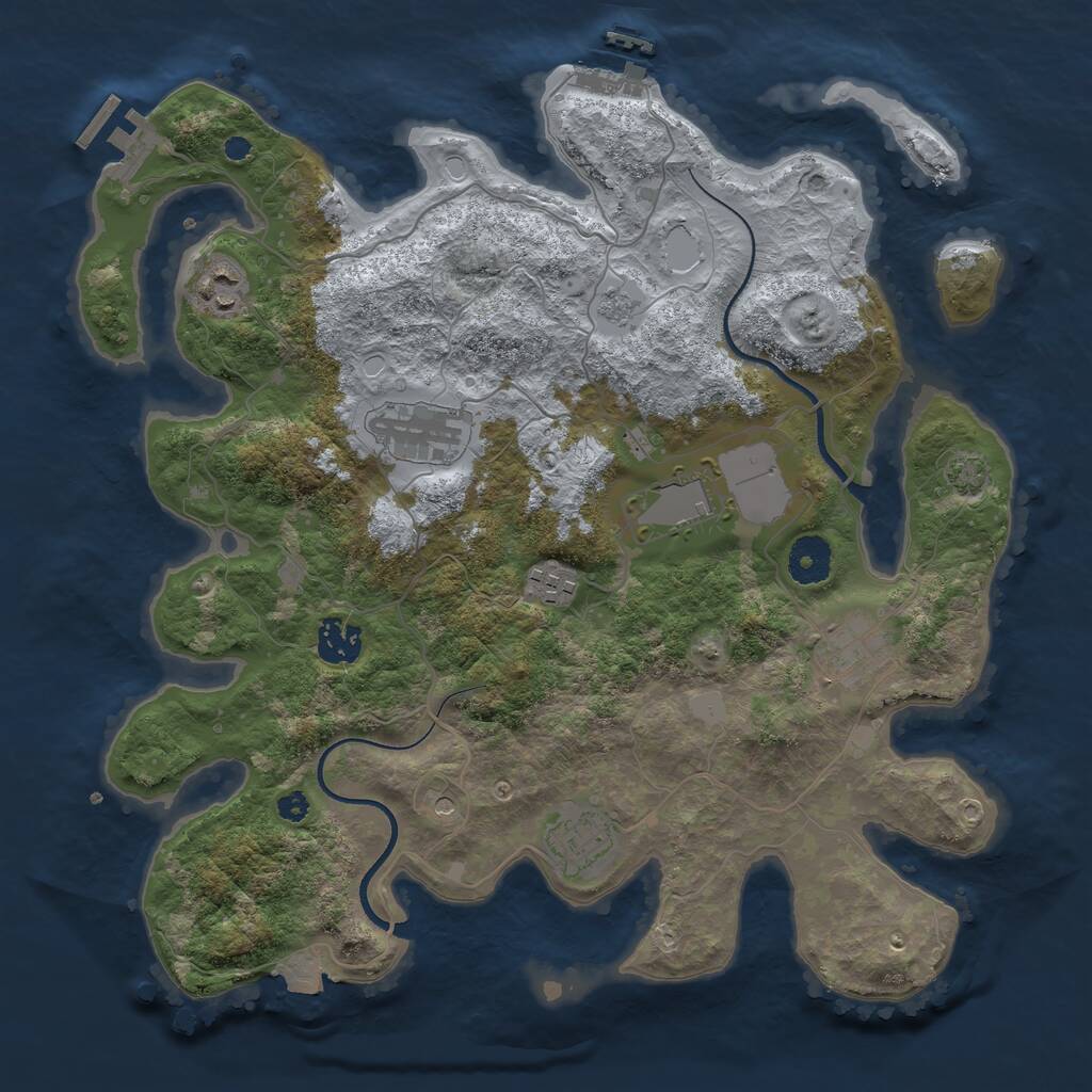 Rust Map: Procedural Map, Size: 3550, Seed: 4148524, 13 Monuments