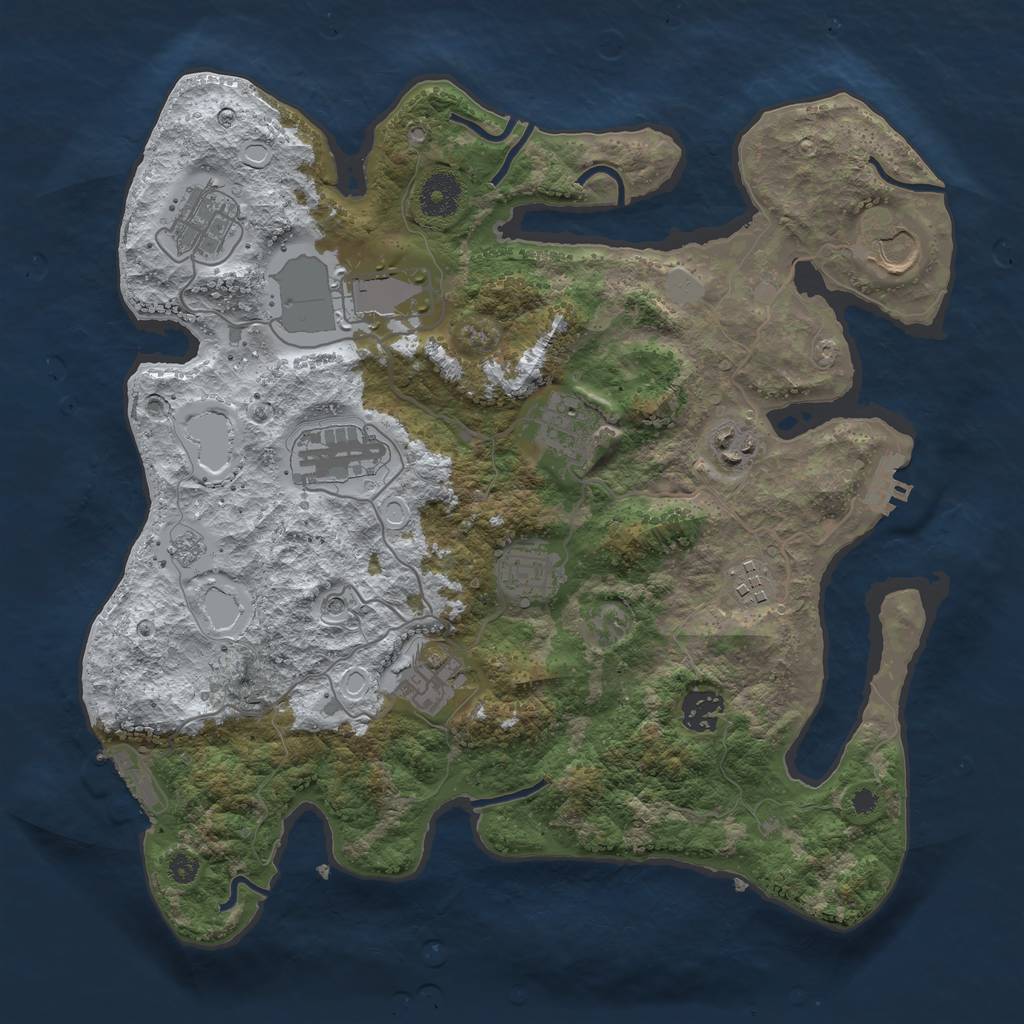 Rust Map: Procedural Map, Size: 3550, Seed: 1018409, 19 Monuments