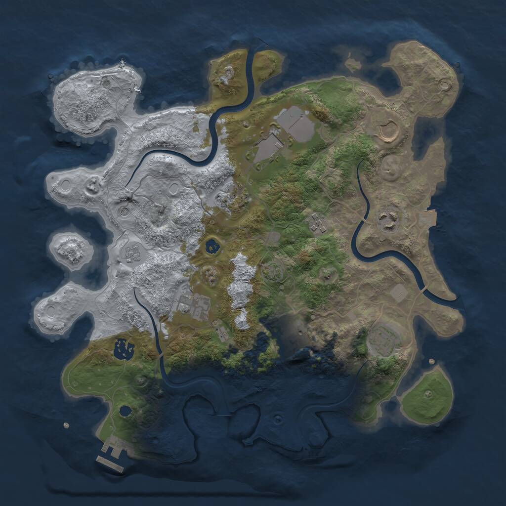 Rust Map: Procedural Map, Size: 3550, Seed: 5697520, 14 Monuments