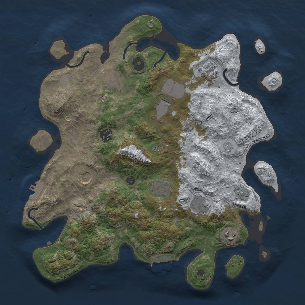 Rust Map: Procedural Map, Size: 3550, Seed: 5074126, 18 Monuments