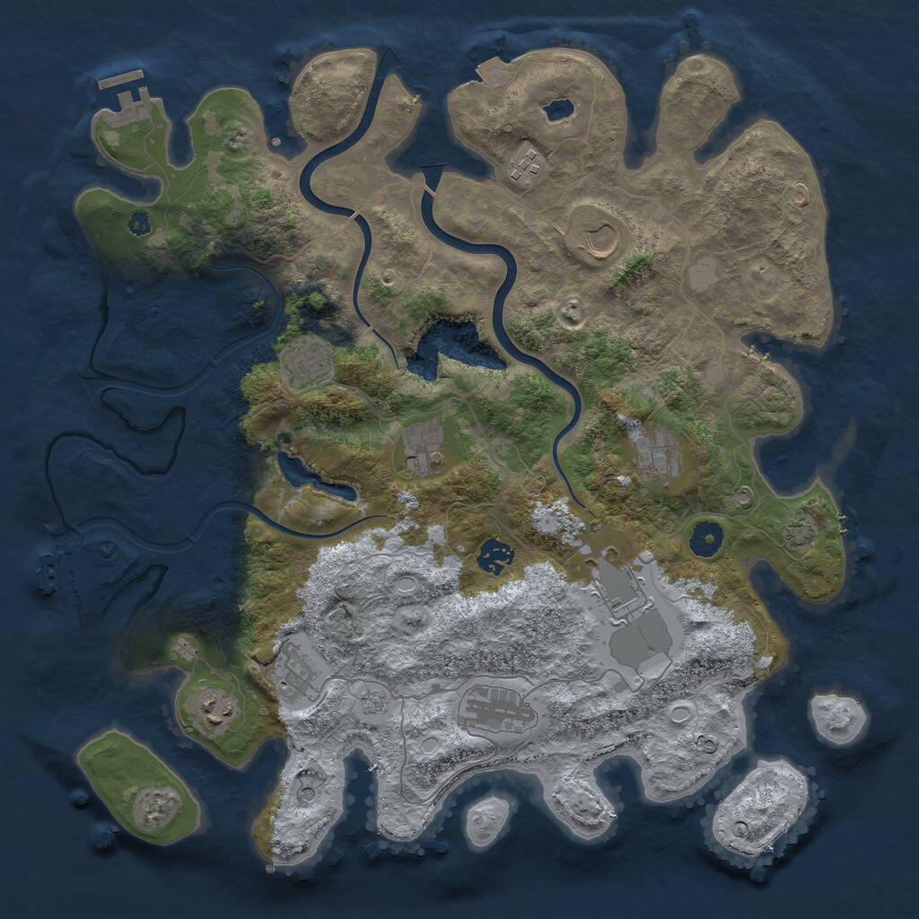 Rust Map: Procedural Map, Size: 4000, Seed: 478406, 16 Monuments