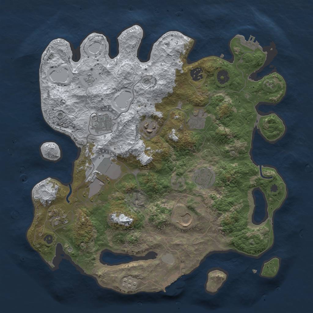 Rust Map: Procedural Map, Size: 3550, Seed: 3839366, 18 Monuments
