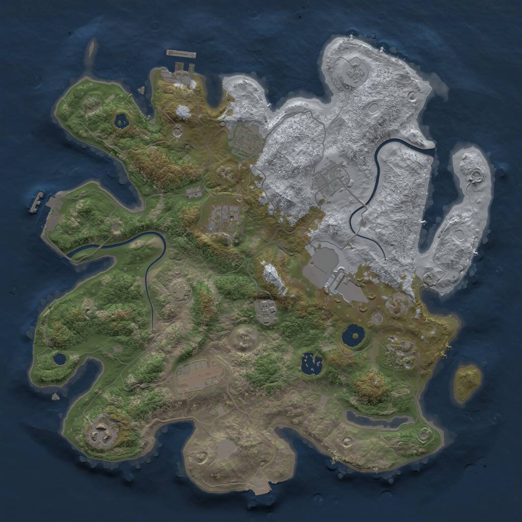 Rust Map: Procedural Map, Size: 3550, Seed: 6259031, 15 Monuments