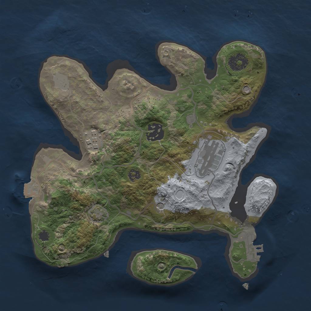 Rust Map: Procedural Map, Size: 2500, Seed: 34, 9 Monuments
