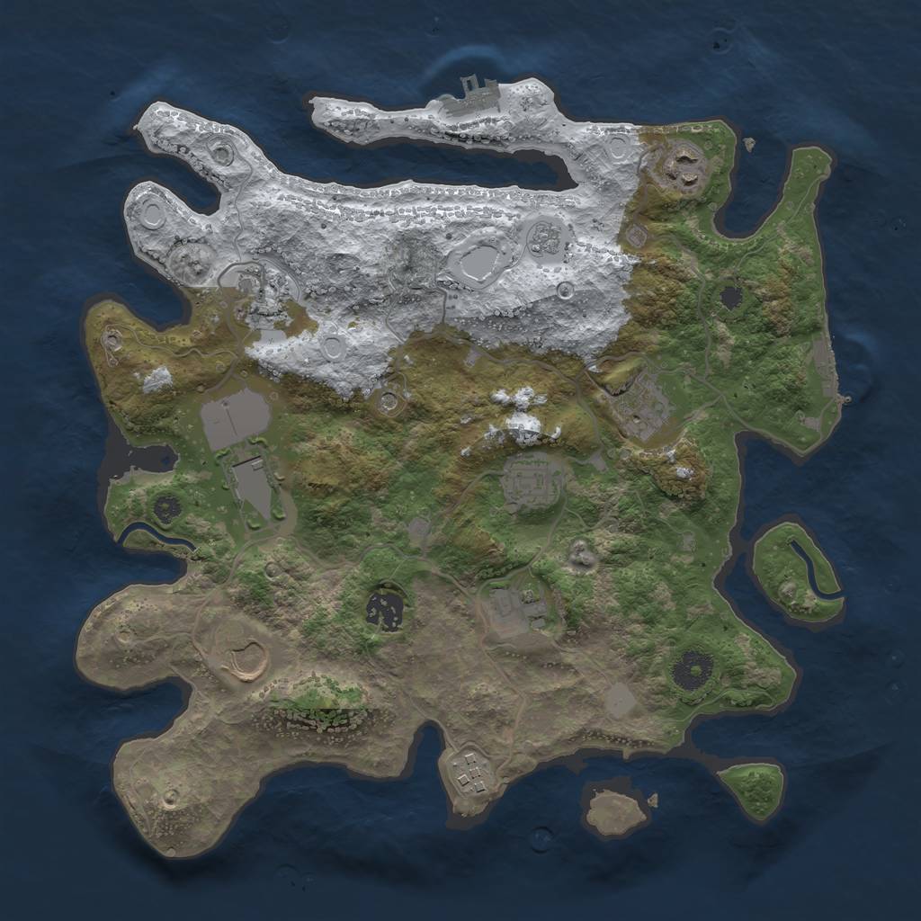 Rust Map: Procedural Map, Size: 3500, Seed: 3145758, 18 Monuments