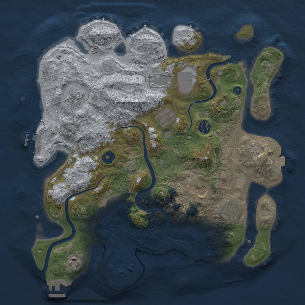 Rust Map: Procedural Map, Size: 3700, Seed: 917075, 15 Monuments