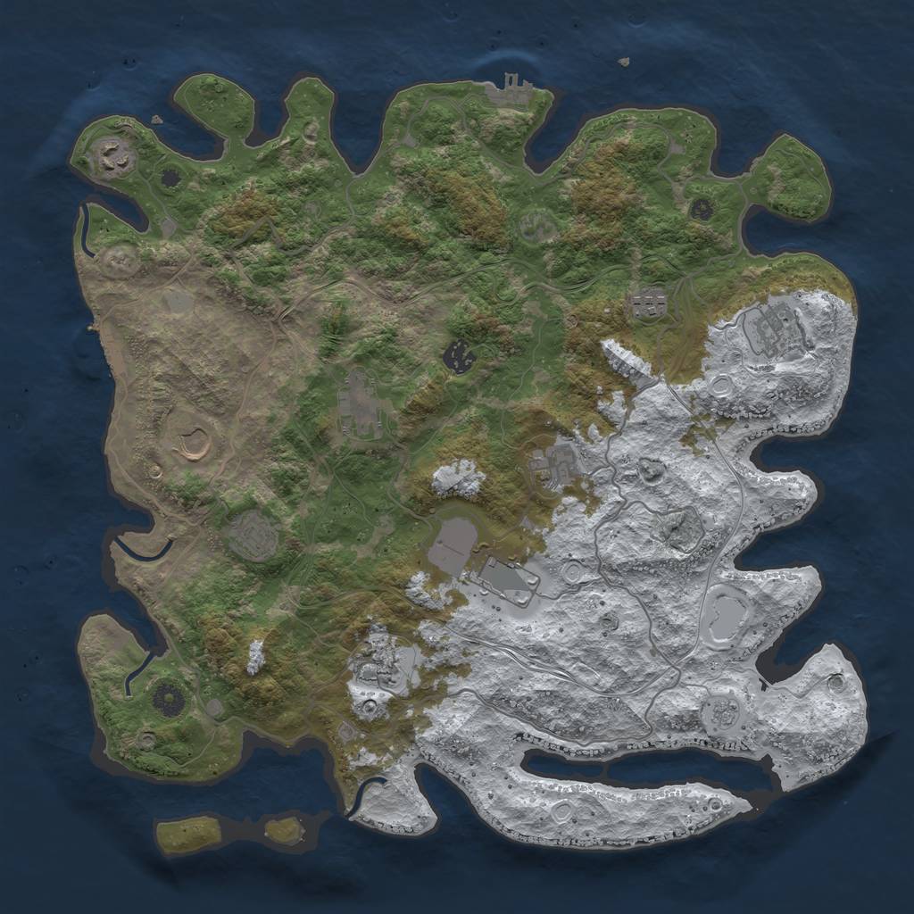 Rust Map: Procedural Map, Size: 4250, Seed: 1907170, 18 Monuments