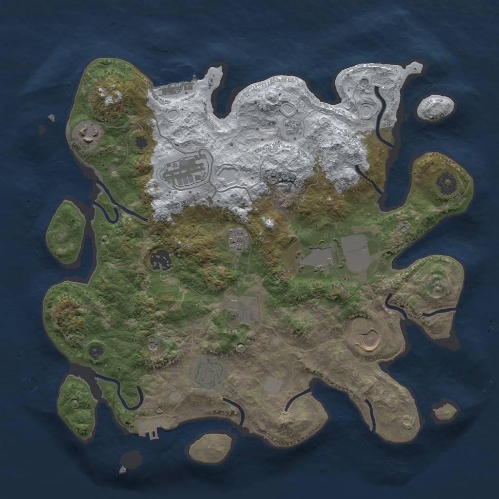 Rust Map: Procedural Map, Size: 3500, Seed: 1161377918, 17 Monuments