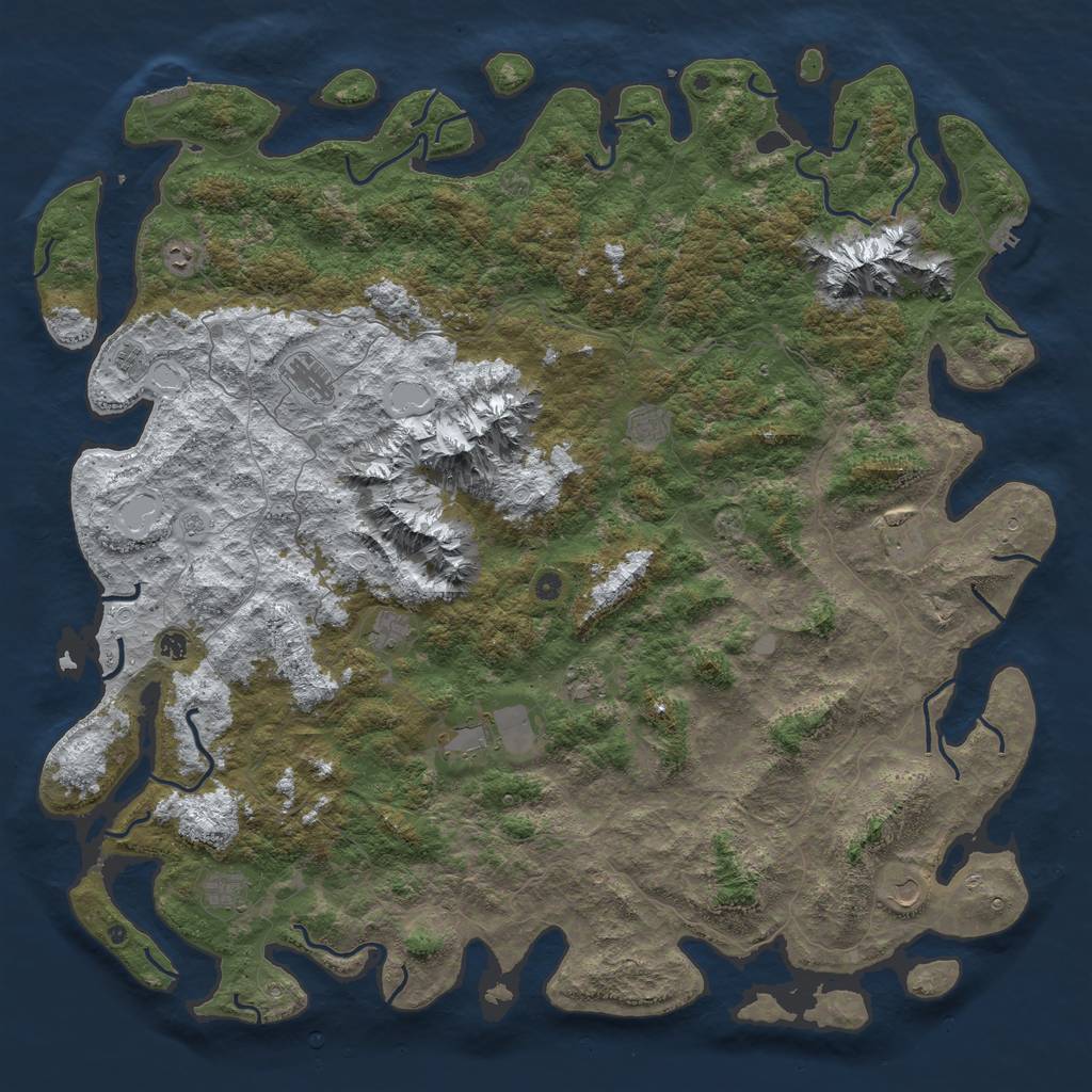 Rust Map: Procedural Map, Size: 6000, Seed: 129055, 20 Monuments
