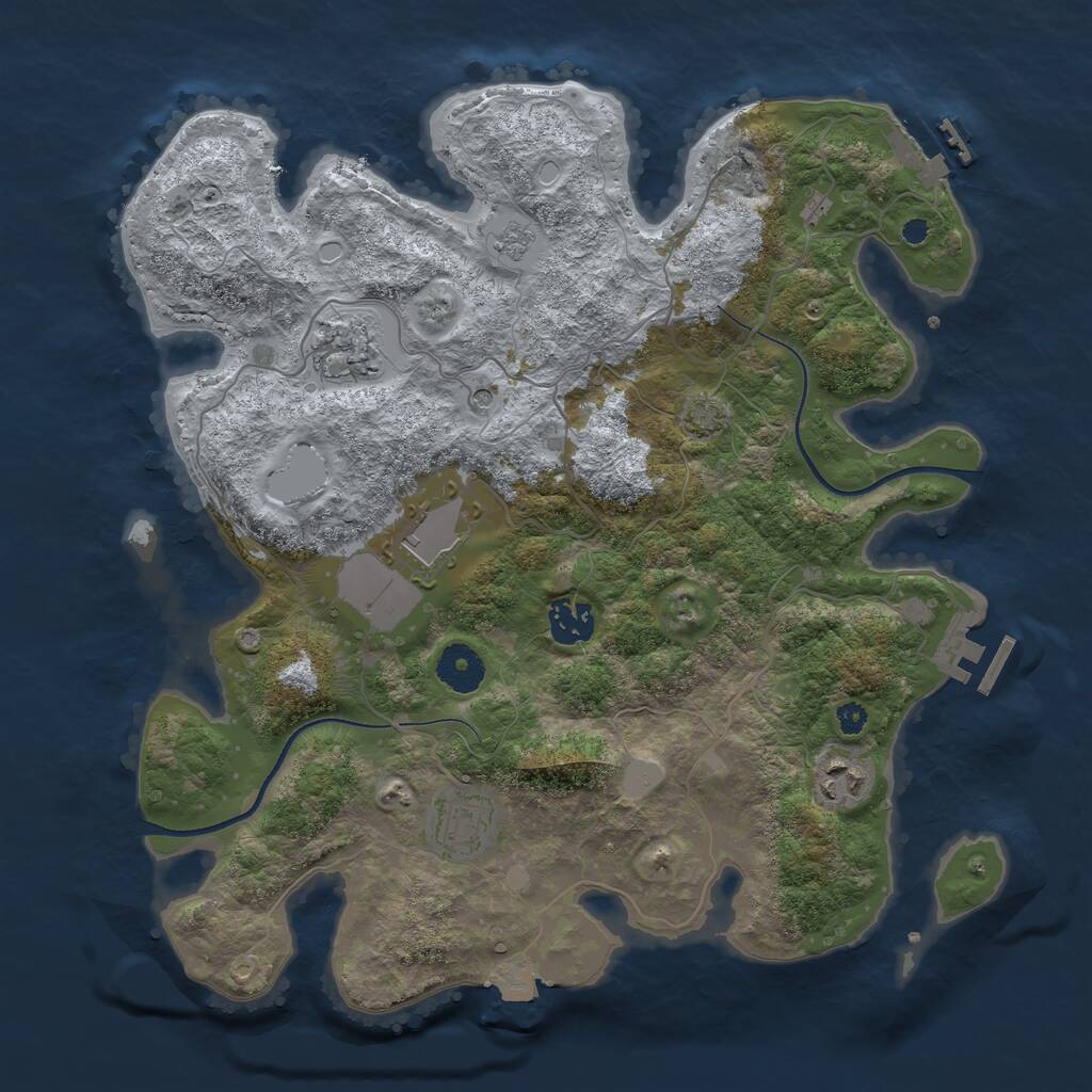 Rust Map: Procedural Map, Size: 3500, Seed: 177316649, 11 Monuments