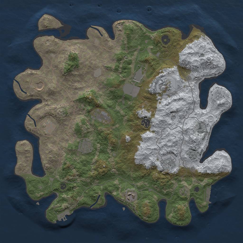 Rust Map: Procedural Map, Size: 4000, Seed: 125862805, 19 Monuments