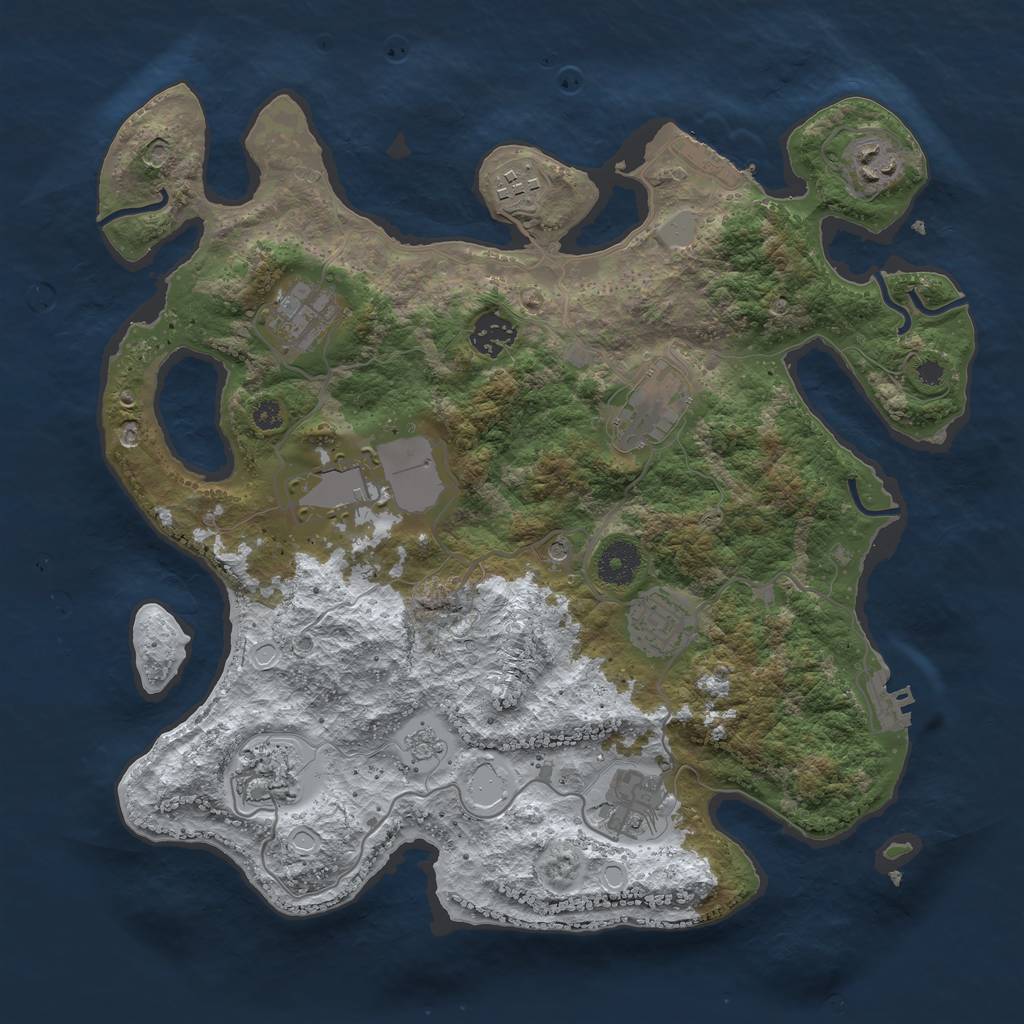 Rust Map: Procedural Map, Size: 3550, Seed: 6281096, 18 Monuments