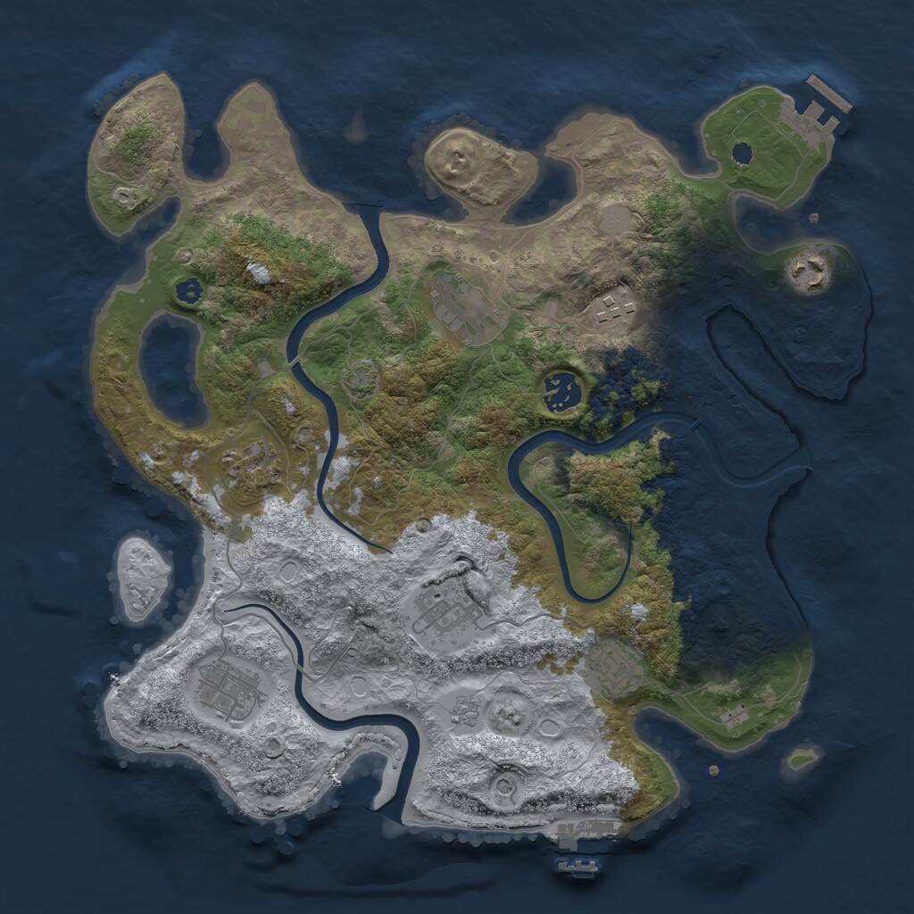 Rust Map: Procedural Map, Size: 3550, Seed: 6281096, 14 Monuments