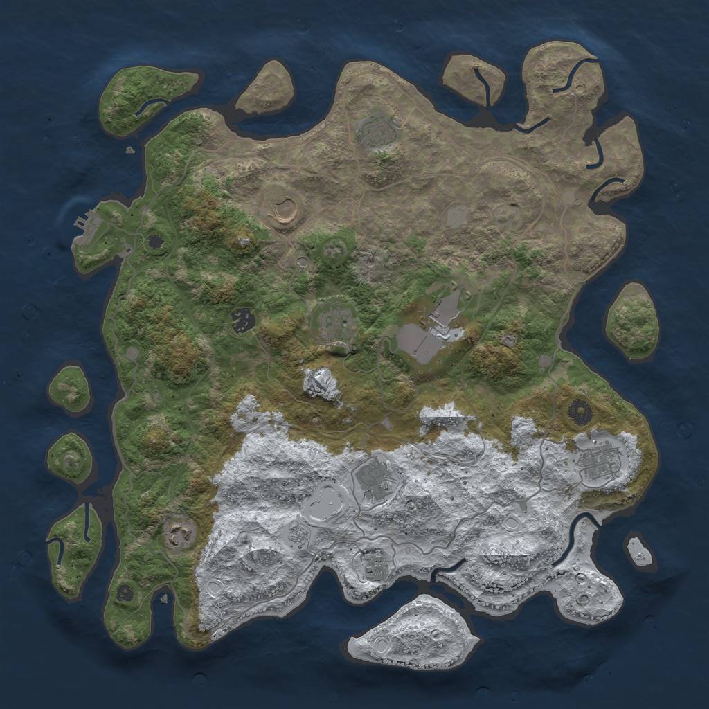 Rust Map: Procedural Map, Size: 4250, Seed: 135052, 17 Monuments