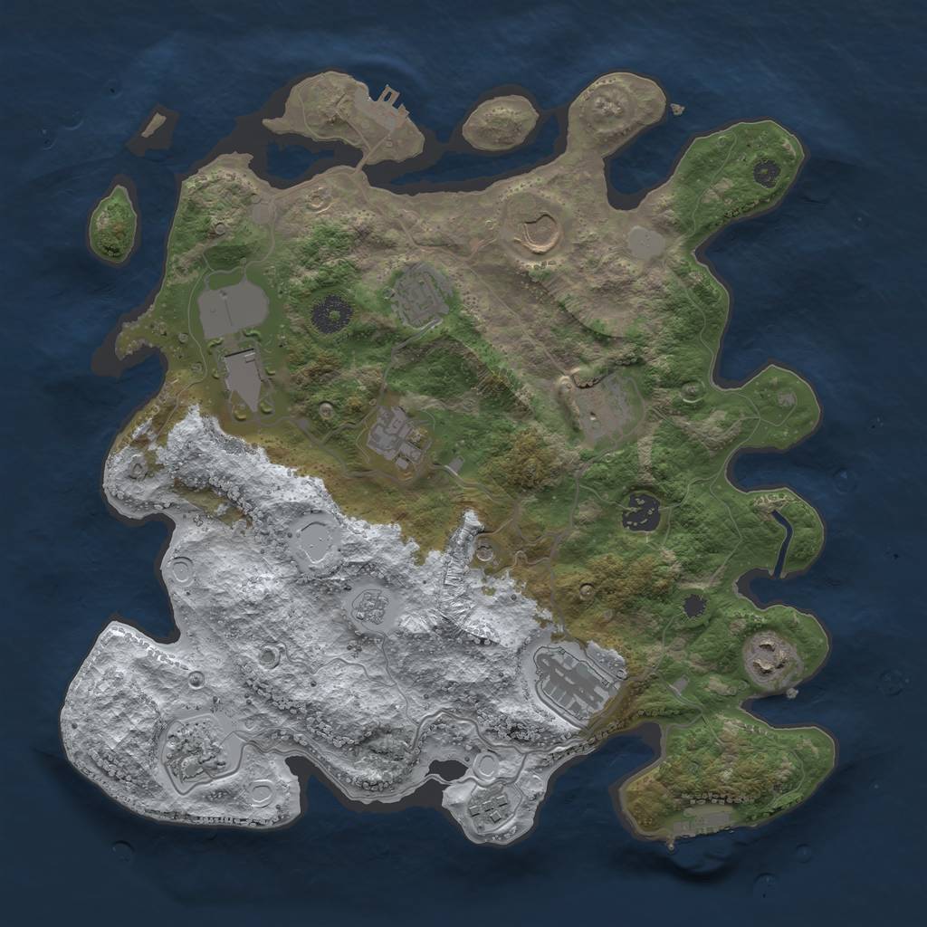 Rust Map: Procedural Map, Size: 3550, Seed: 1700423, 19 Monuments