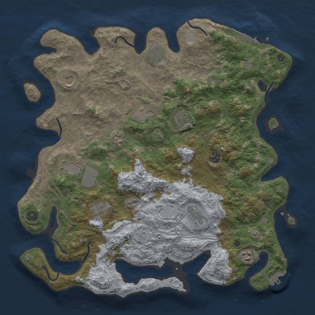 Rust Map: Procedural Map, Size: 4250, Seed: 3820132, 17 Monuments