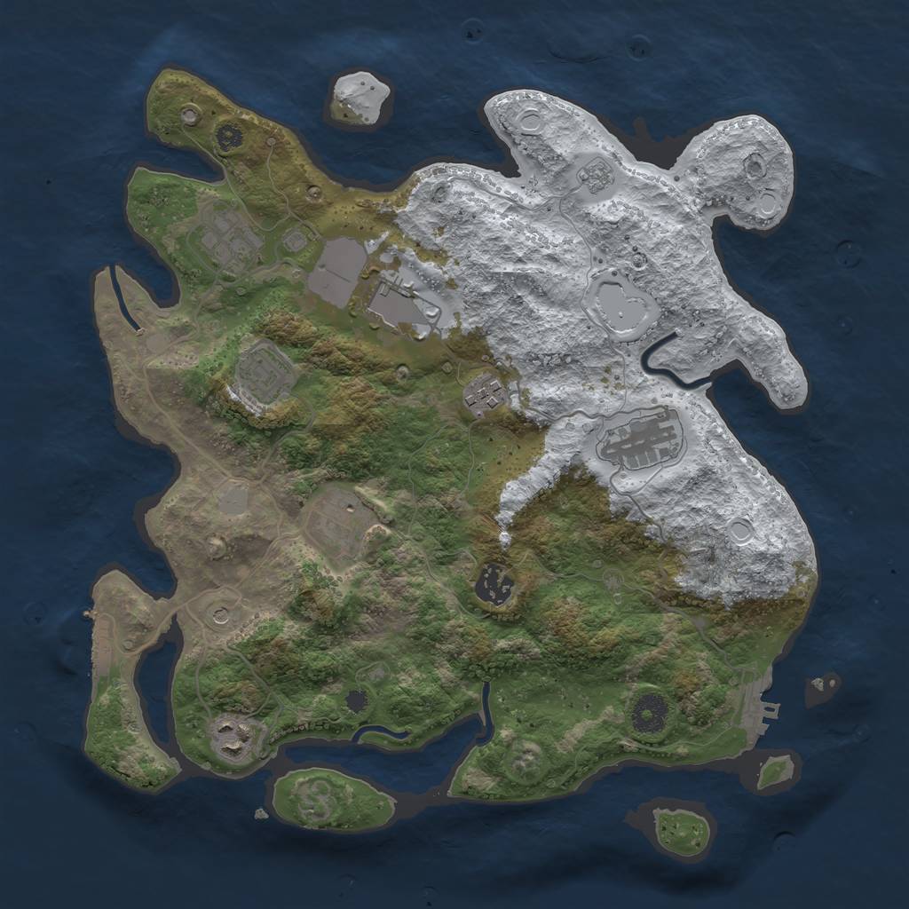 Rust Map: Procedural Map, Size: 3550, Seed: 4809079, 17 Monuments