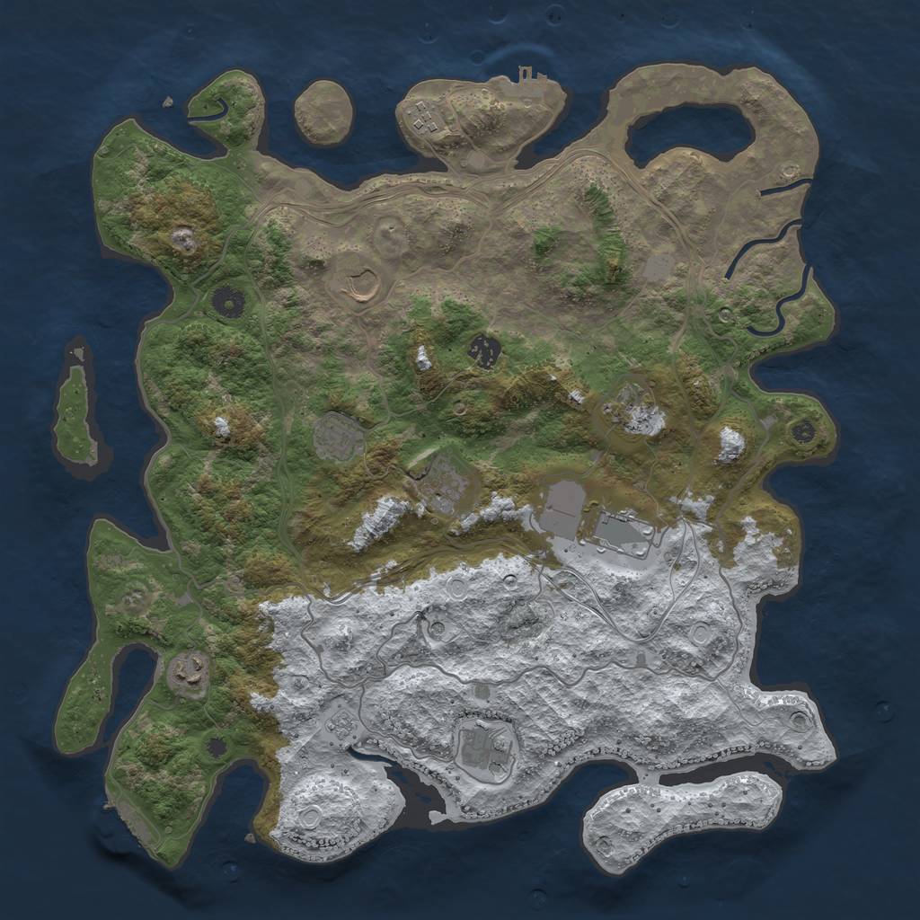 Rust Map: Procedural Map, Size: 4250, Seed: 2372340, 18 Monuments