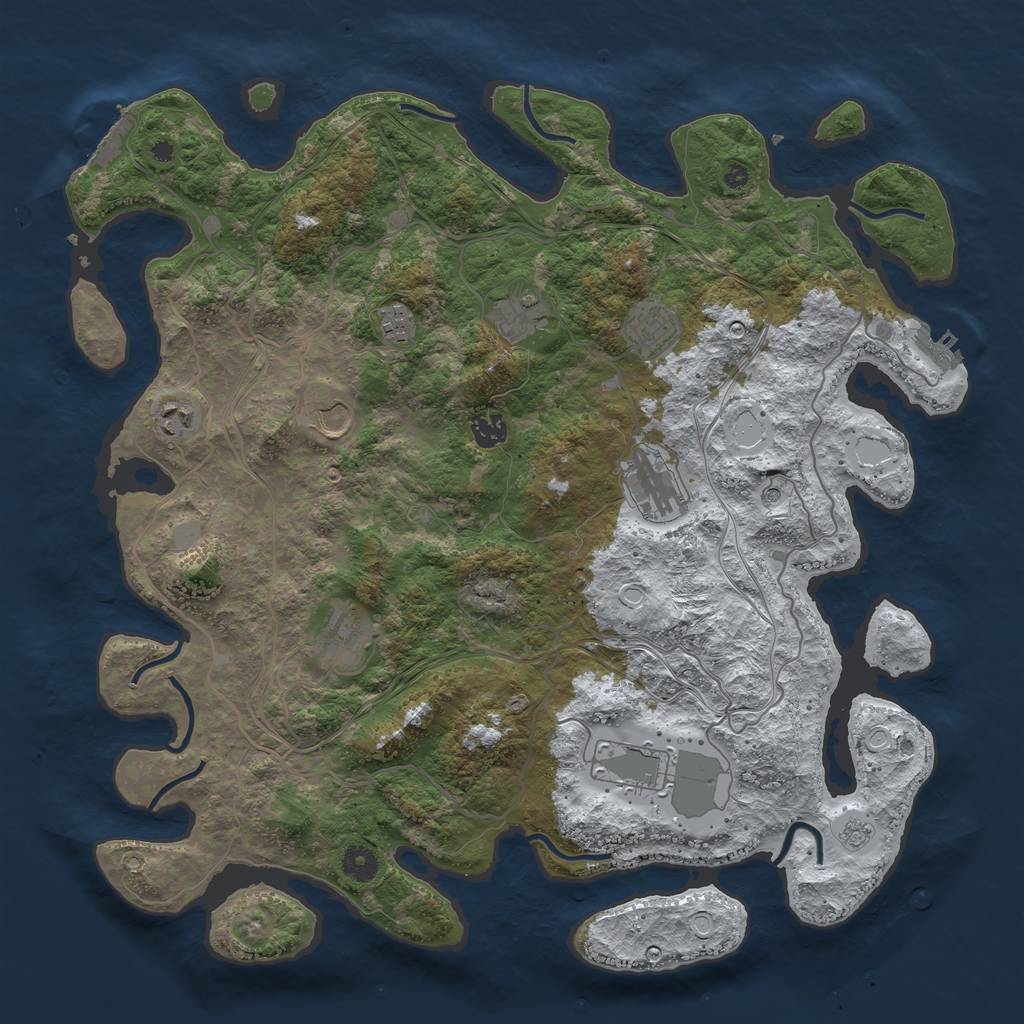 Rust Map: Procedural Map, Size: 4250, Seed: 1292389, 18 Monuments