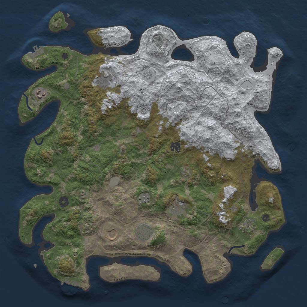 Rust Map: Procedural Map, Size: 4250, Seed: 4055134, 17 Monuments