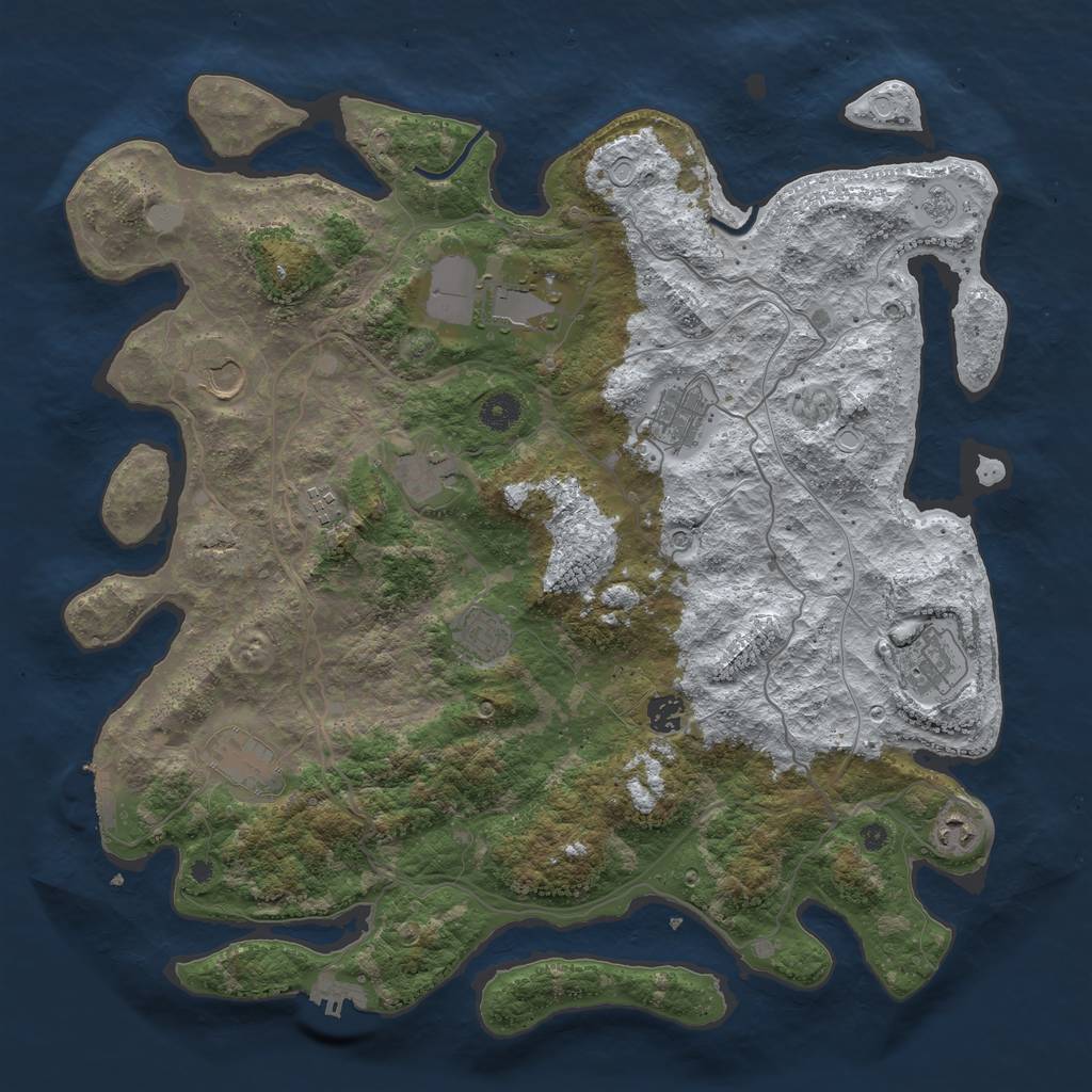 Rust Map: Procedural Map, Size: 4250, Seed: 4904077, 19 Monuments