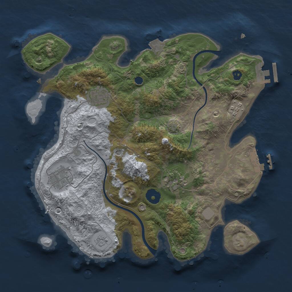 Rust Map: Procedural Map, Size: 3000, Seed: 22880, 10 Monuments