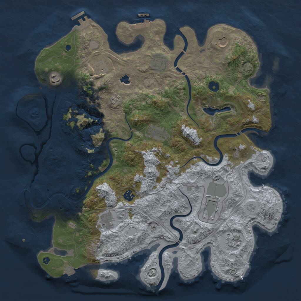 Rust Map: Procedural Map, Size: 4250, Seed: 3850824, 16 Monuments