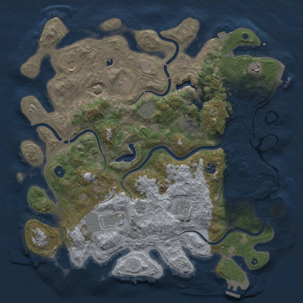 Rust Map: Procedural Map, Size: 4250, Seed: 3574963, 16 Monuments